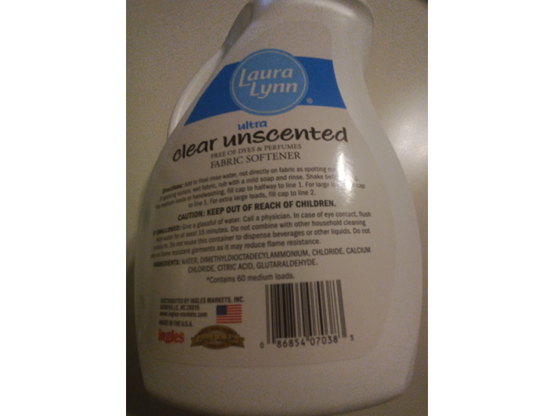 Laura Lynn Ultra Clear Fabric Softener, 60 Loads, Uncented, 51 fl oz/1.51 L