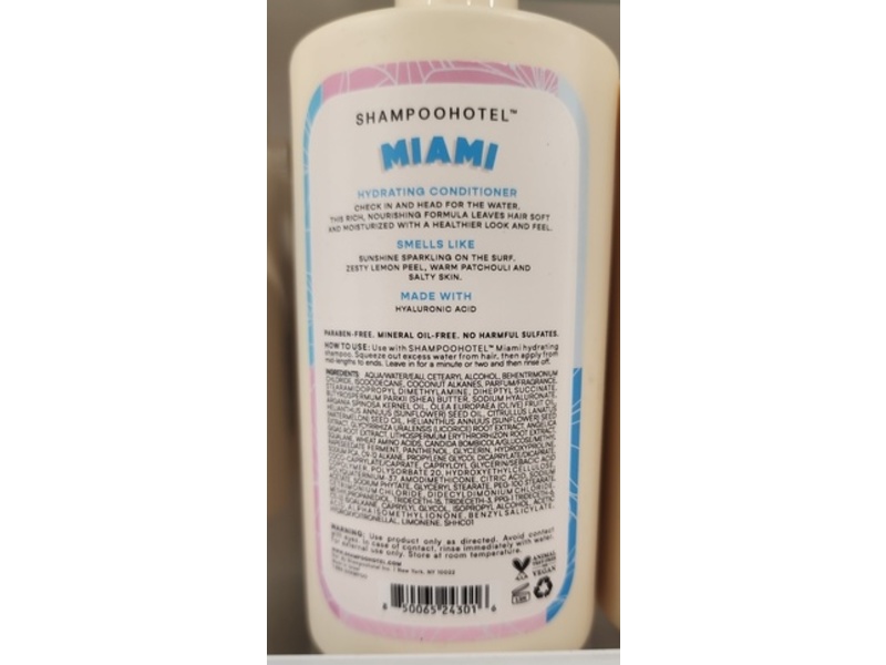 ShampooHotel Miami Hydrating Conditioner, Hyaluronic Acid, 13.5 fl oz/400 mL
