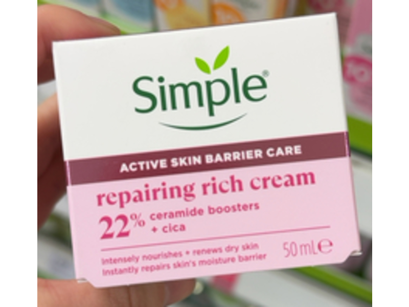 Simple Repairing Rich Cream, Ceramide Boosters + Cica, 50 mL