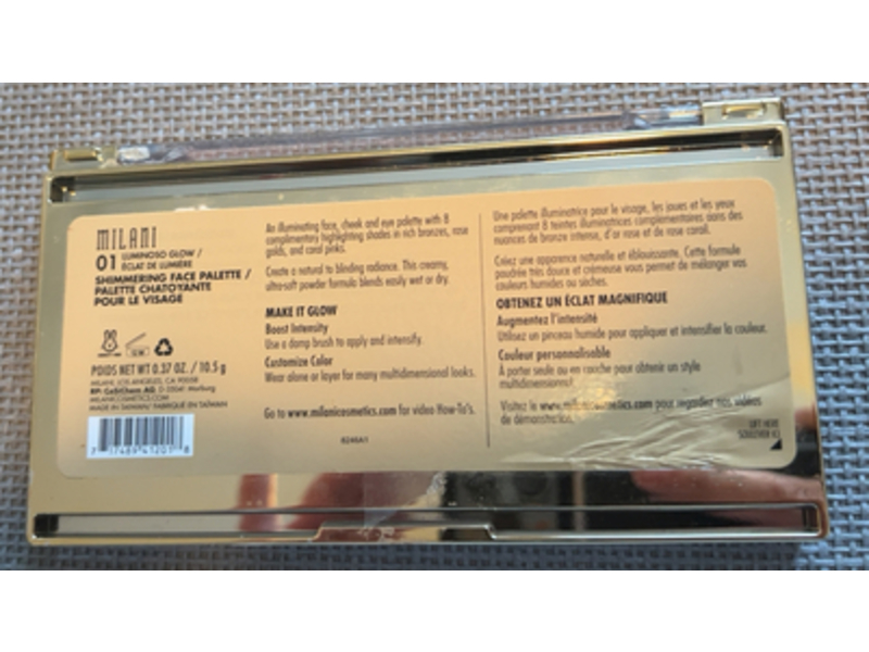 Milani Shimmering Face Palette, 01 Luminoso Glow, 0.37 oz/10.5 g