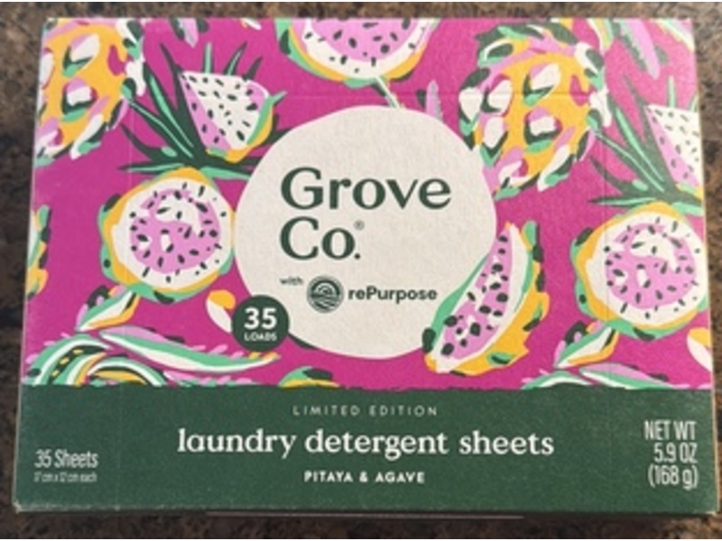Grove Co. Laundry Detergent Sheets, Pitaya & Agave, 35 Loads, 35.9 oz/168 g, 5 Count