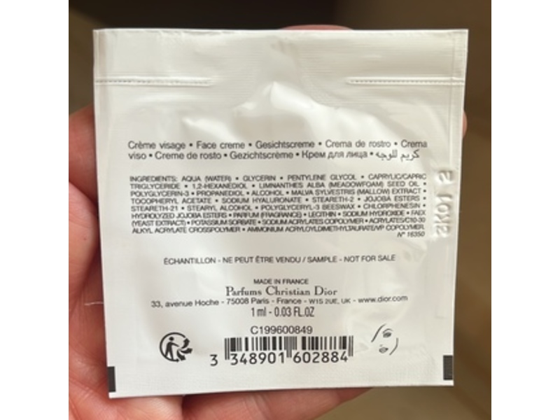 Dior Hydra Life Fresh Sorbet Cream, 0.03 fl oz/1 mL