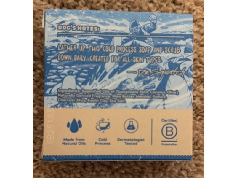 Dr. Squatch Polar Rush Men's Natural Bar Soap, Menthol & Pumice, 5 oz/141 g