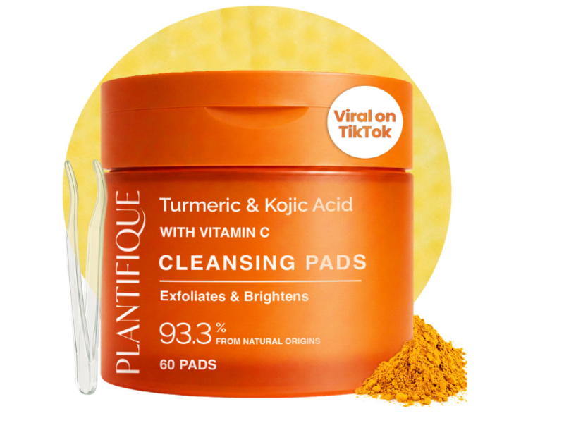 Plantifique Turmeric & Kojic Acid Cleansing Pads, Vitamin C, 60 Count