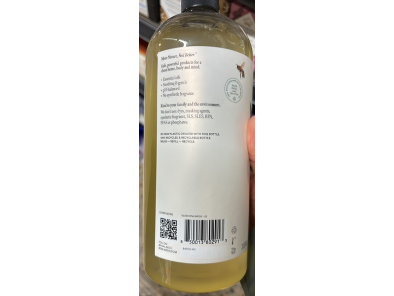 Koala Eco Hand Wash Refill, Mandarin Lemon & Pink Grapefruit Essential Oil, 33.8 fl oz/1 L