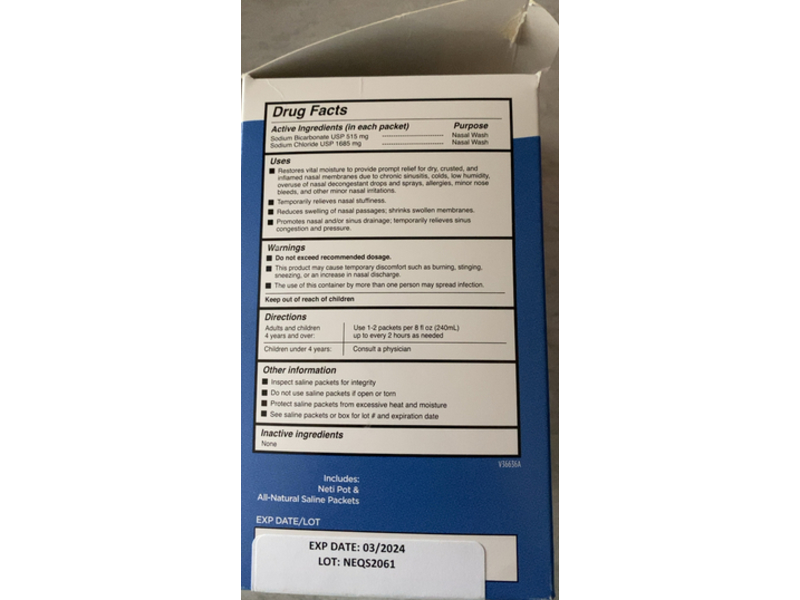 Equate Sinus Wash System, Neti Pot, 50 Packets, 0.08 oz/ 2.2 g