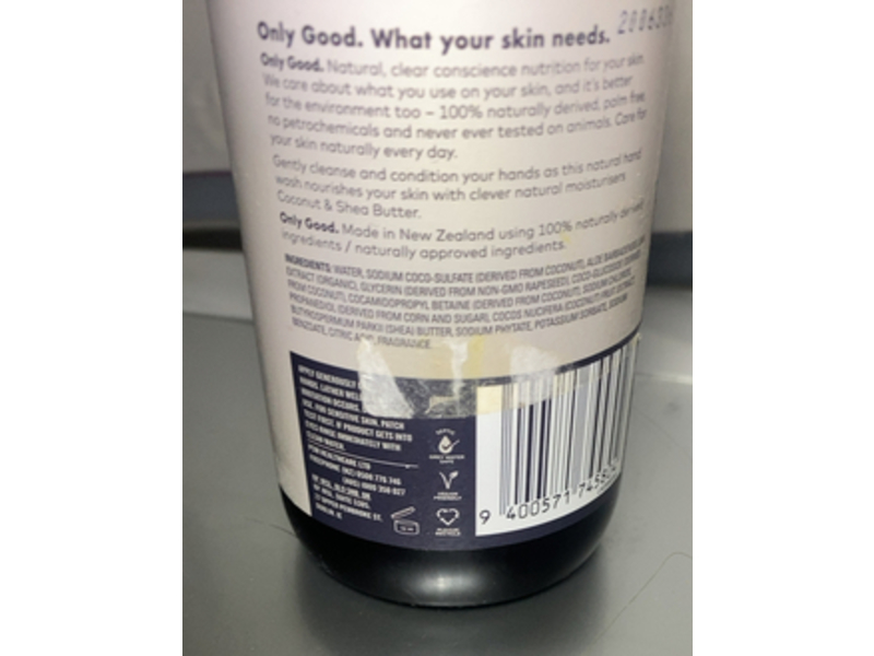 Only Good Nourish Natural Hand Wash, Coconut & Shea Butter, 10.1 fl oz/300 mL