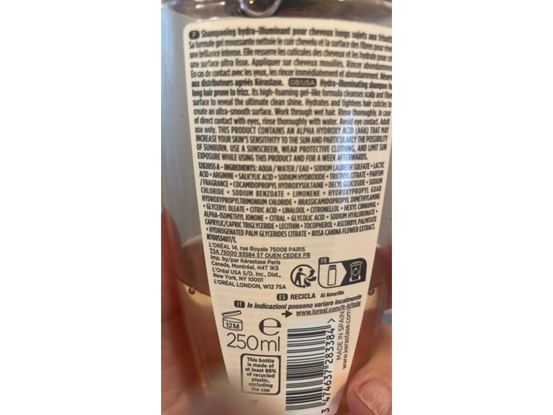 Kerastase Gloss Absolu Bain Hydra-Glaze Hydra-Illuminating Shampoo, Hyaluronic Acid + Glycolic Acid + Wild Rose In Oil,.45 fl oz/250 mL