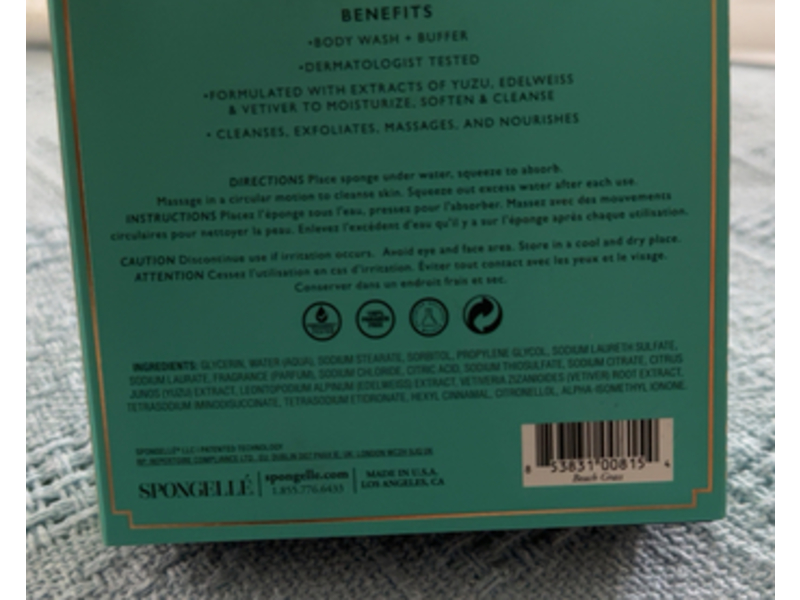 Spongelle Body Wash, Beach Grass, 3 oz/85 g