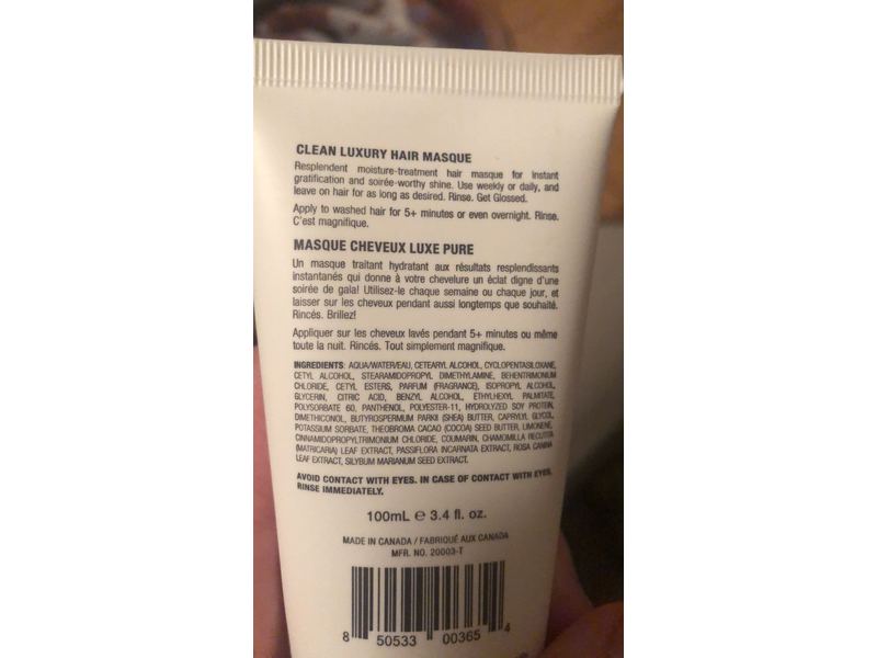 Gloss Moderne Clean Luxury Hair Masque Soleil, 3.4 fl oz / 100 mL