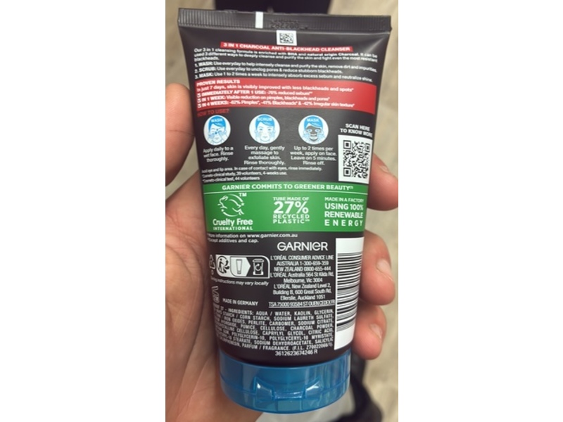 Garnier Pure Active Wash Scrub Mask, 3 In 1Charcoal, 150 mL