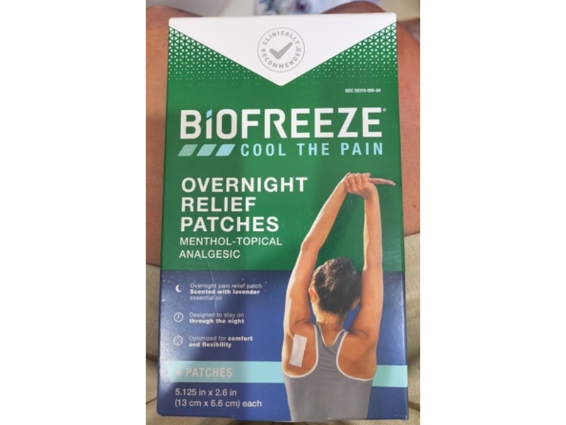 Biofreeze Overnight Pain Relief Patches, Menthol-Topical Analgesic, 4 Count
