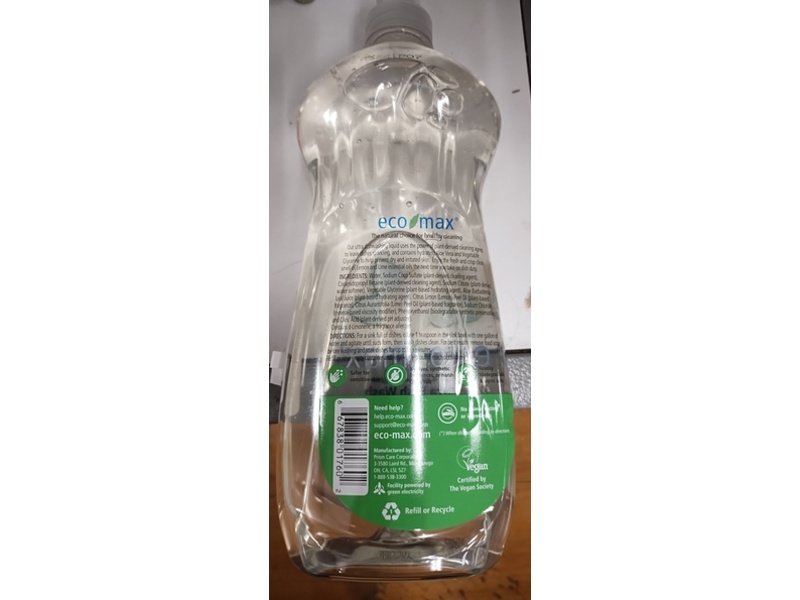 Eco-Max Ultra Dish Wash Liquid, Natural Lemon Lime, 25 fl oz/740 mL