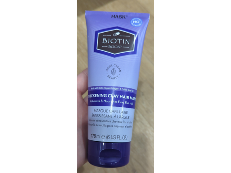 Hask Thickening Clay Hair Mask, Biotin Boost, 6 fl oz/178 mL