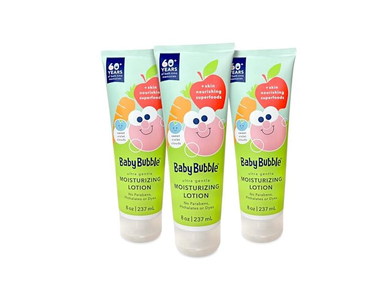 Mr. Bubble Baby Bubble Ultra Gentle Moisturizing Lotion, Sweet Violet Clouds Scent, 8 oz/237 mL, Pack Of 3