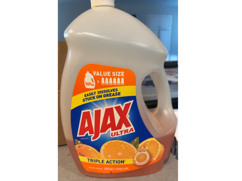 Ajax Ultra Triple Action Liquid Detergent Dish Soap, Orange, 169 fl oz/4.99 L