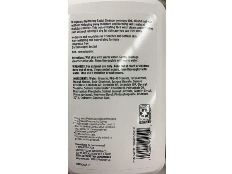 Walgreens Hydrating Facial Cleanser, 16 fl oz/473 mL