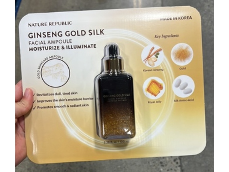 Nature Republic Moisturize & Illuminate Facial Ampoule, Ginseng Gold Silk, 3.38 fl oz/100 mL