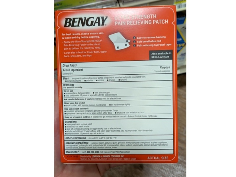 Bengay Ultra Strength Pain Relief Patches, Menthol 5%, 4 Count
