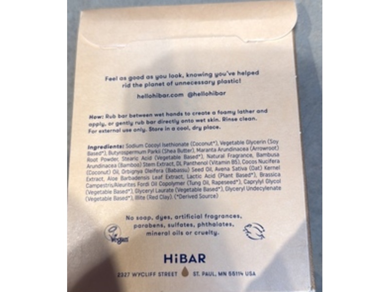 Hibar Exfoliate Solid Body Wash Bar, Sea Salt + Teakwood, 4.2 oz/119 g