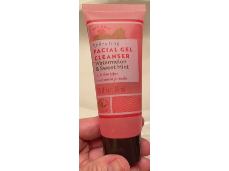 Bolero Hydrating Facial Gel Cleanser, Watermelon & Sweet Mint, 2.5 fl oz/75 mL, Pack Of 2