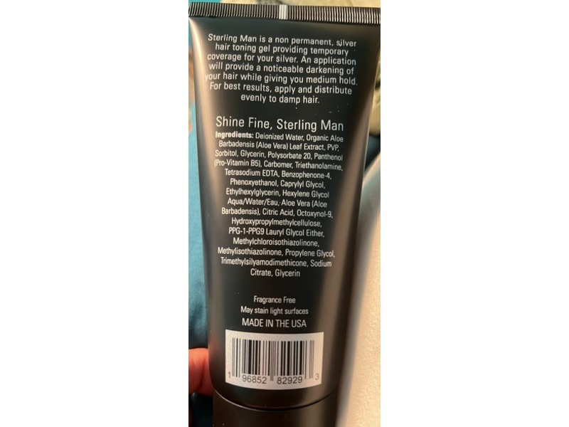 Sterling Man Shine Fine Gray Darkening Gel, Light/Medium Hold, 5.5 fl oz/162 mL