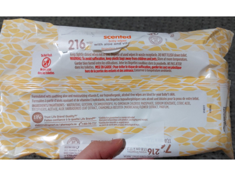 Life Brand Scented Baby Wipes, Aloe, 216 Count