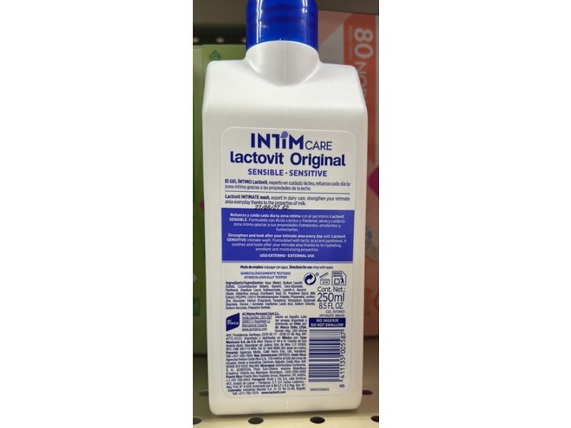 Lactovit Sensitive Intimate Wash, Original, 8.5 fl oz/250 mL