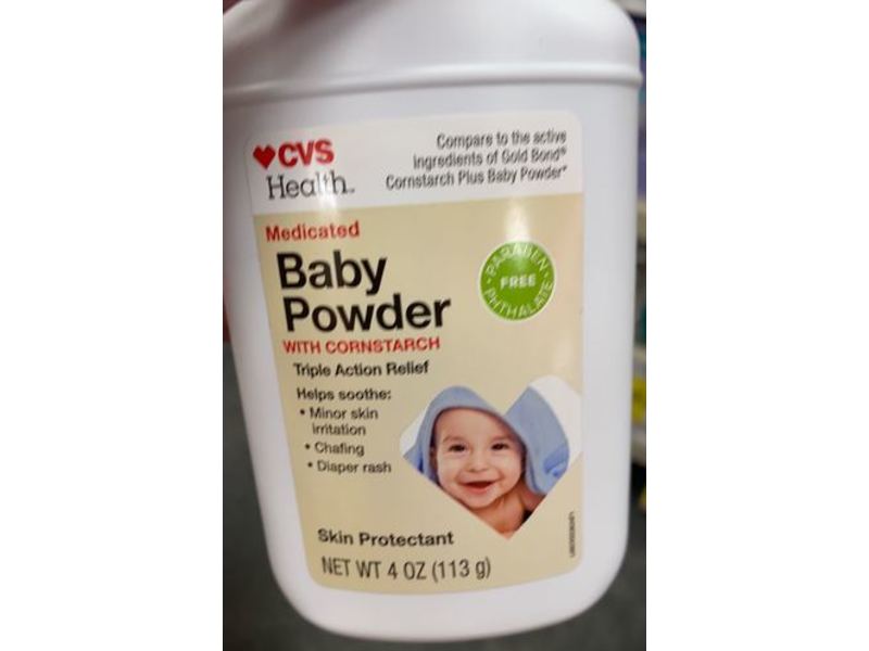CVS Health Medicated Baby Powder, Cornstarch, 4 oz/113 g