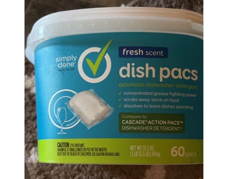 Simply Done Automatic Dishwasher Detergent Dish Pacs, Fresh, 60 Pacs