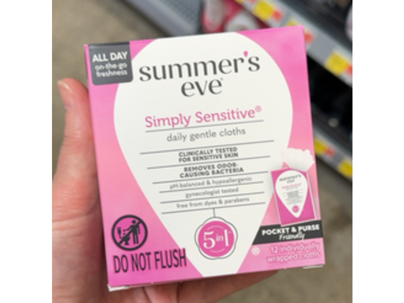 Summers Eve Simply Sensitive Daily Gentle Cloths, 12 Count