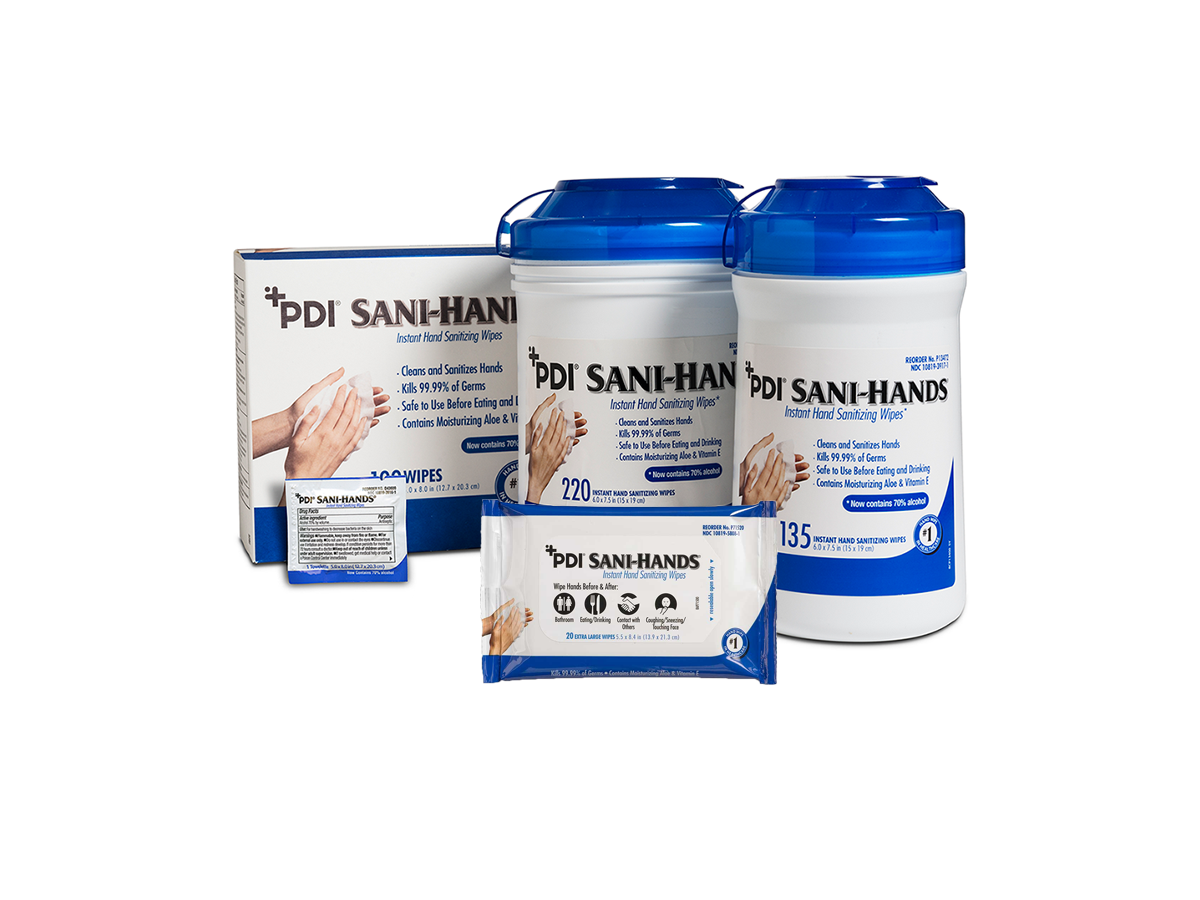 PDI SaniHands Instant Hand Sanitizing Wipes, 20 wipes Ingredients and