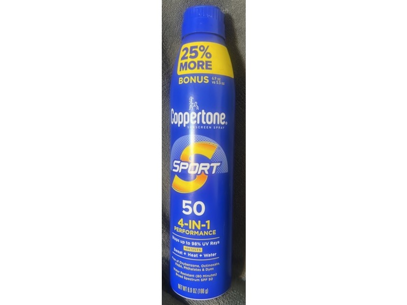 Coppertone Sport 4 In 1 Sunscreen Spray, SPF 50, 6.9 oz/196 g