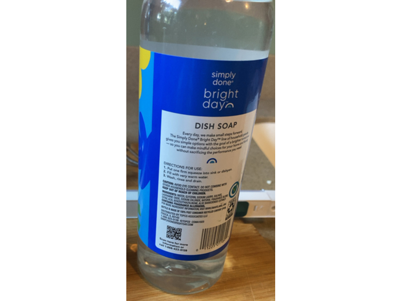 Simply Done Bright Day Dish Soap, Eucalyptus Lemon Scent, 25 fl oz/739 mL