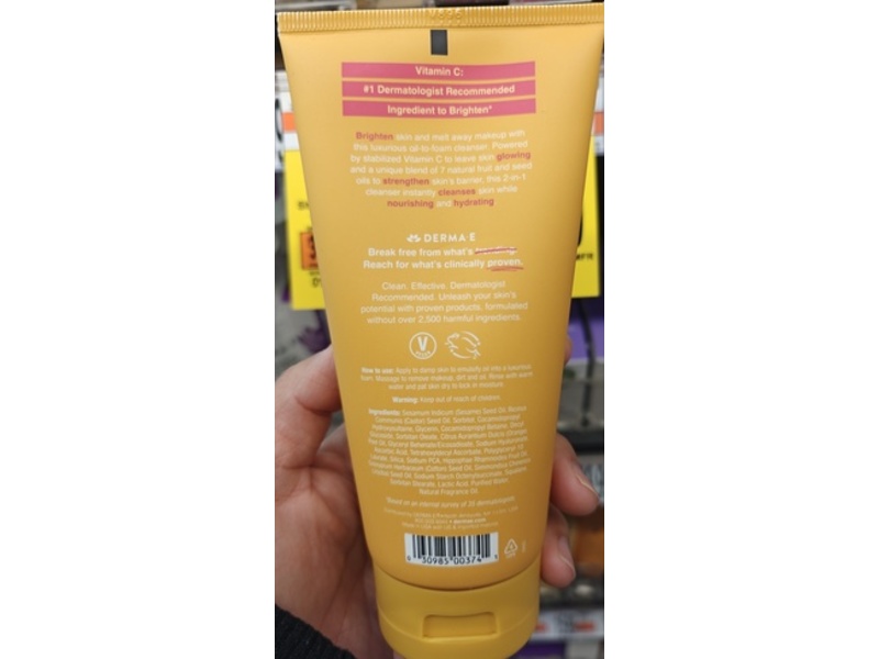 Derma E Foaming Oil Cleanser, Vitamin C, 6 fl oz/175 mL