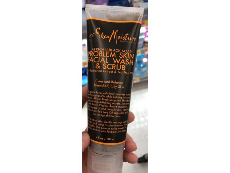 Shea Moisture African Black Soap Problem Skin Facial Wash & Scrub, 4 fl oz / 118 mL