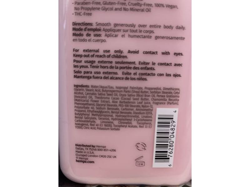 Hempz Herbal Body Moisturizer, White Gardenia & Apple Blossom, 17 fl oz/500 mL