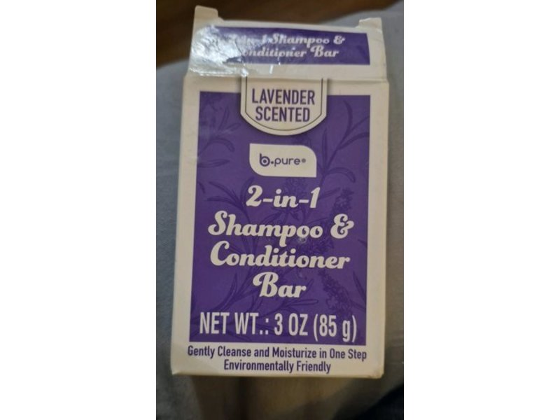b.Pure 2-In-1 Shampoo & Conditioner Bar, Lavender Scented, 3 oz/85 g