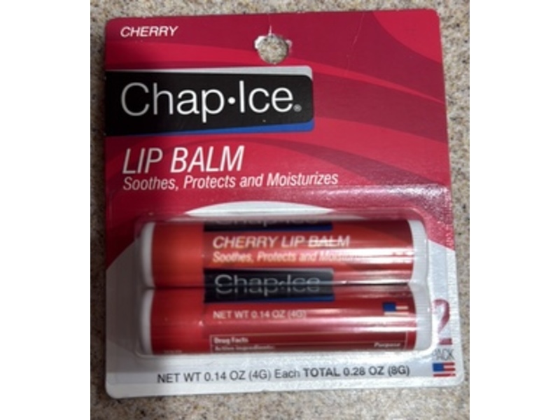 Chap Ice Lip Balm, Cherry, 0.14 oz/4 g, Pack Of 2