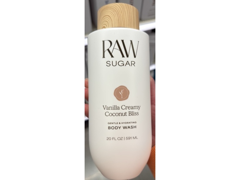 Raw Sugar Gentle & Hydrating Body Wash, Vanilla Creamy Coconut Bliss, 20 fl oz/591 mL