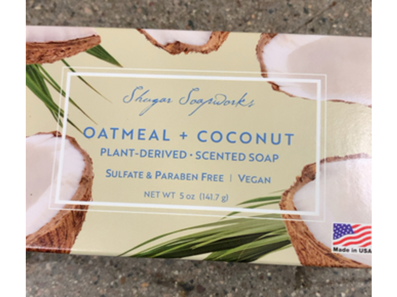 Shugar Soapworks Scented Bar Soap, Oatmeal & Coconut, 5 oz/141.7 g