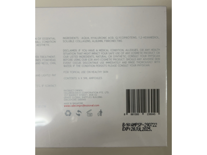 Calecim Professional Serum with Rejuvenating Conditioned Media, 5 mL, 6 Count