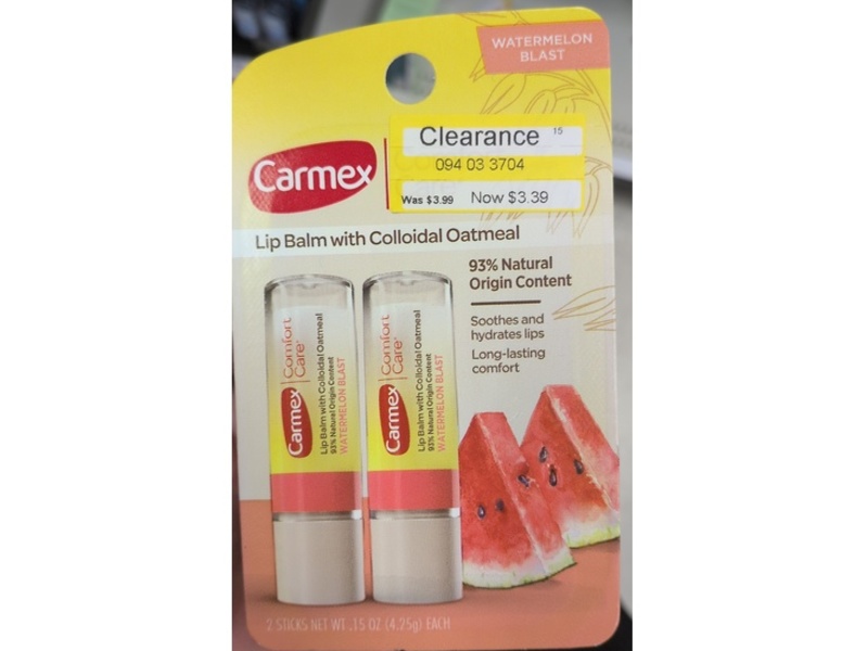 Carmex Comfort Care Lip Balm, Watermelon Blast, 0,15 oz/4.25 g, Pack Of 2