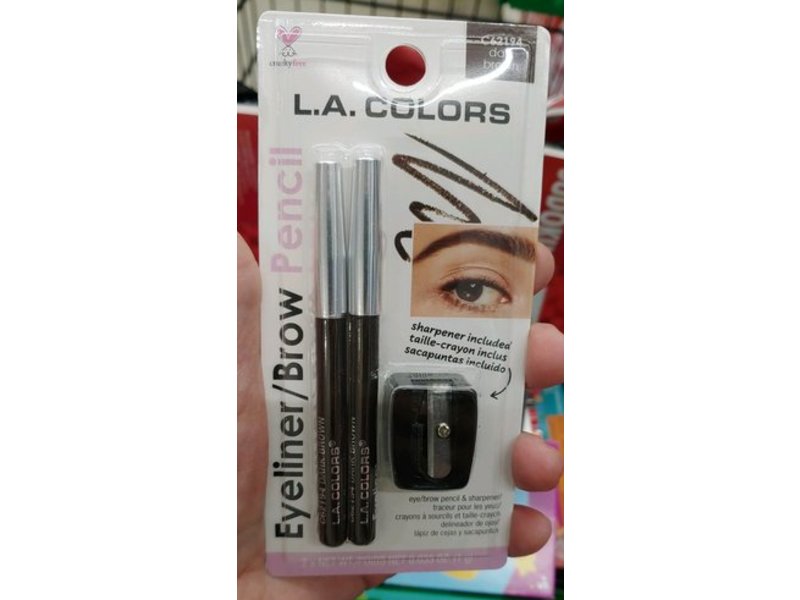 L.A. Colors Eyeliner/Brow Pencil, Dark Brown, 0.035 oz/1 g, 2 Count