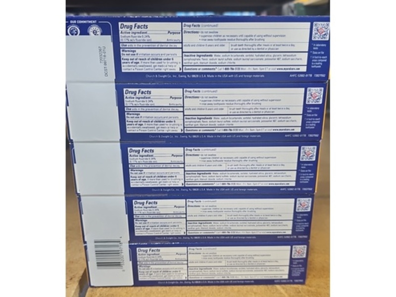 Arm & Hammer TheraBreath Whitening Breath Freshners Toothpaste, Icy Mint, 5.5 oz/156 g, Pack Of 5