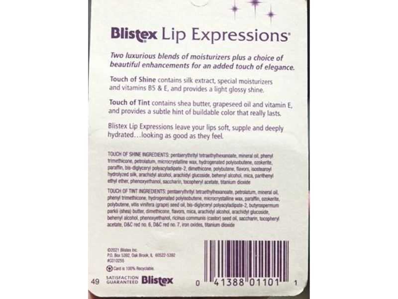 Blistex Lip Expressions, Touch of Shine, Touch Of Tint, 0.13 oz/3.69 g