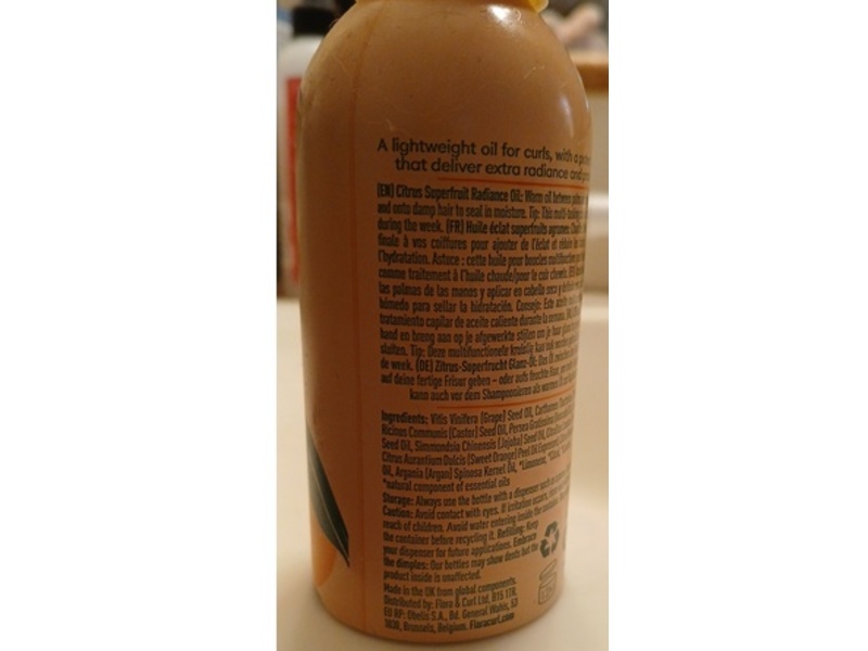 Flora & Curl Protect Me Radiance Oil, Citrus Superfruit, 3.4 fl oz/100 mL