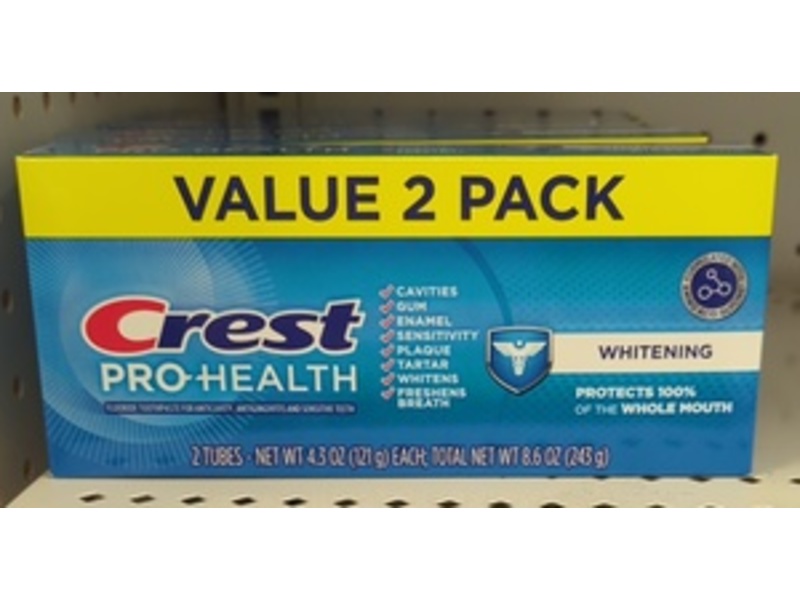 Crest Pro-Health Whitening Toothpaste, 4.3 oz/121 g, Pack of 2