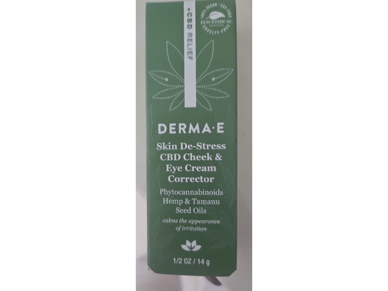 Derma E Skin De-Stress CBD Cheek & Eye Cream Corrector, 0.5 oz/14g