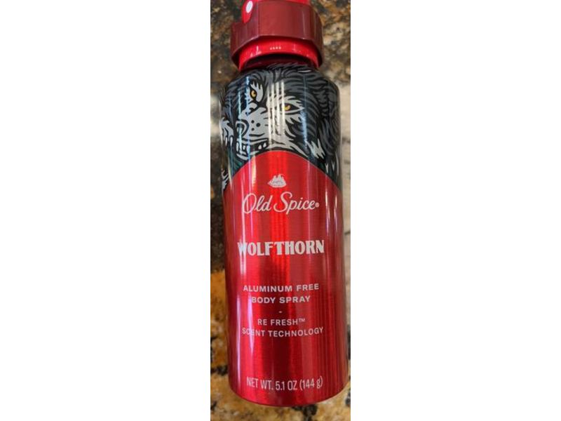 Old Spice Aluminum Free Body Spray, Wolfthorn, Re Fresh Scent Technology, 5.1 oz/144 g